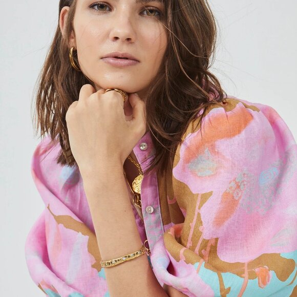 Lanthropy -Bubble Linen Dress - Aquarela  Regular price  $275.00  - NWT ! - Picture 1 of 7